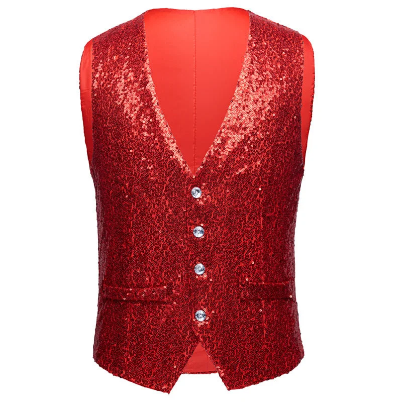 Men's Sequin Fashion Vest Red