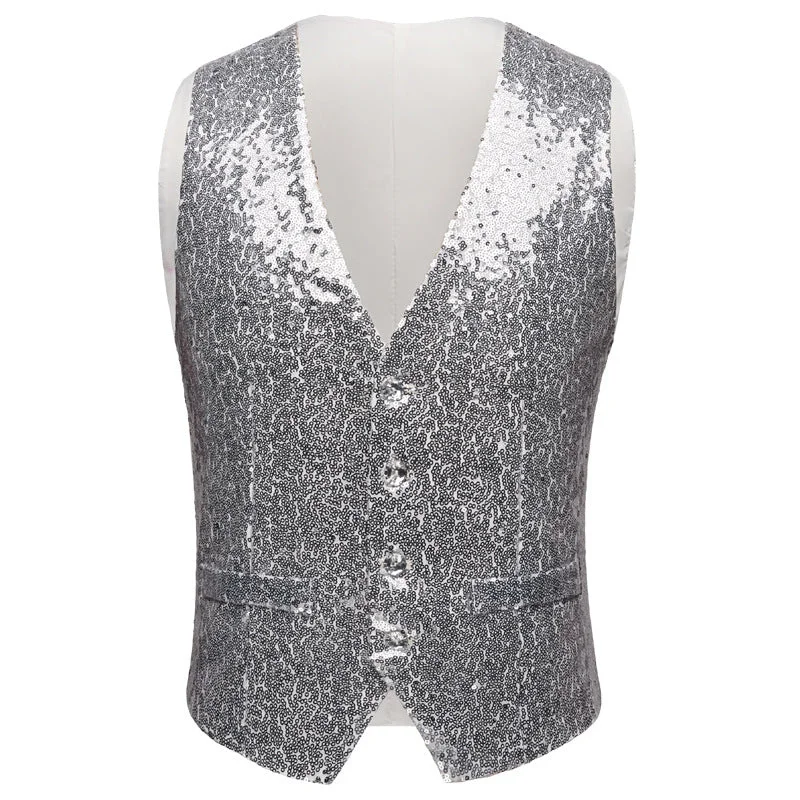 Men's Sequin Fashion Vest Silver