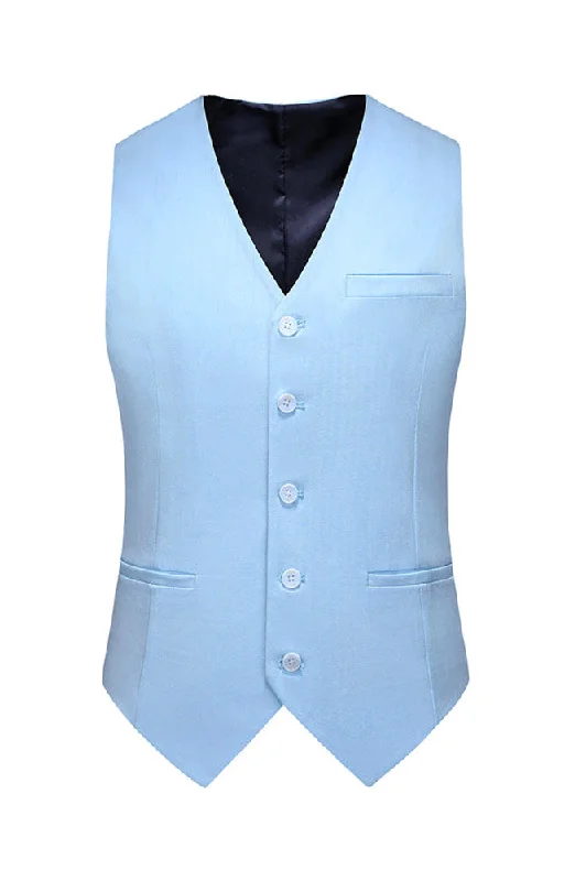 Men's Sky Blue Single Breasted Vest