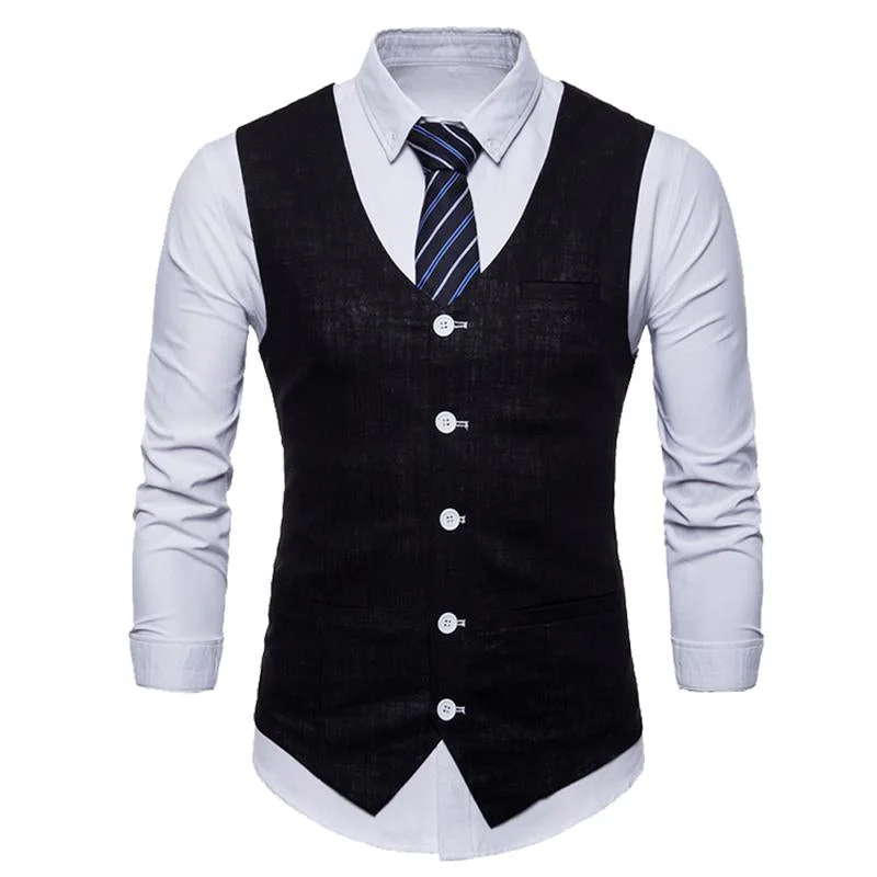 Slim Fit Skinny Dress Vest Black