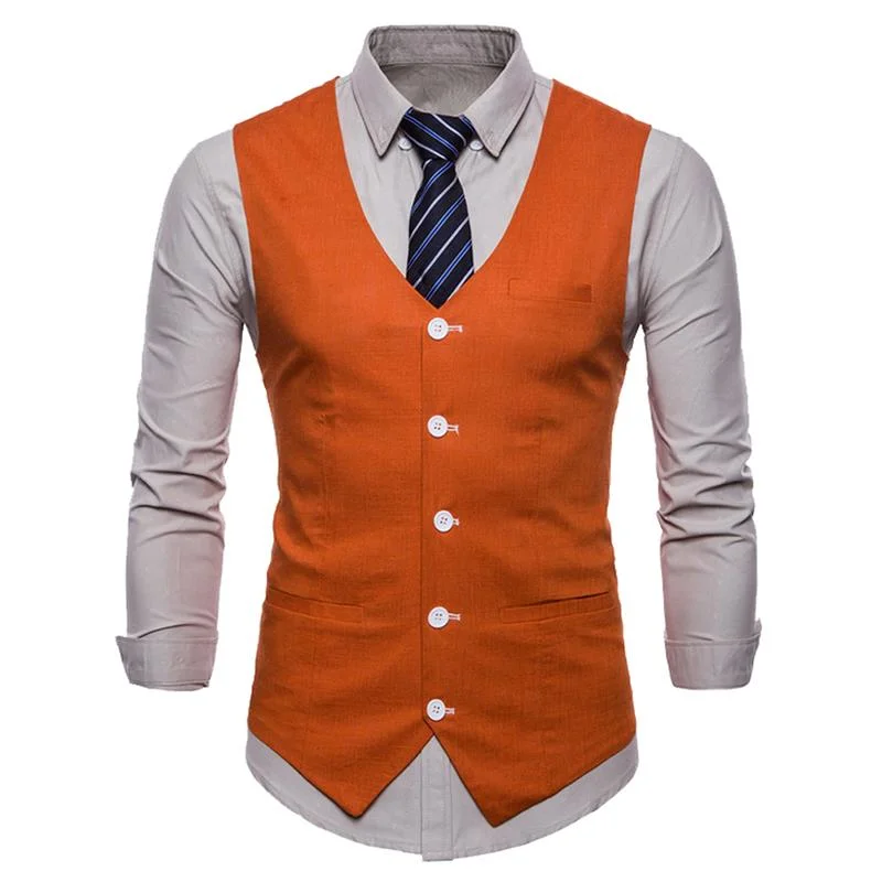 Slim Fit Skinny Dress Vest Orange