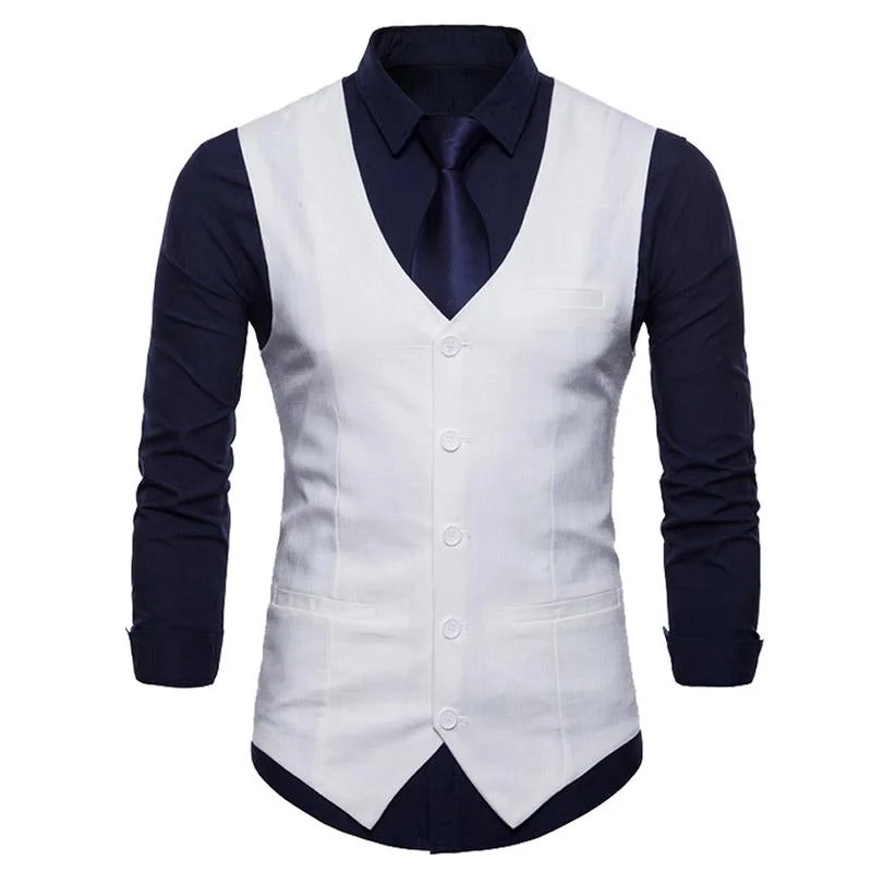 Slim Fit Skinny Dress Vest White