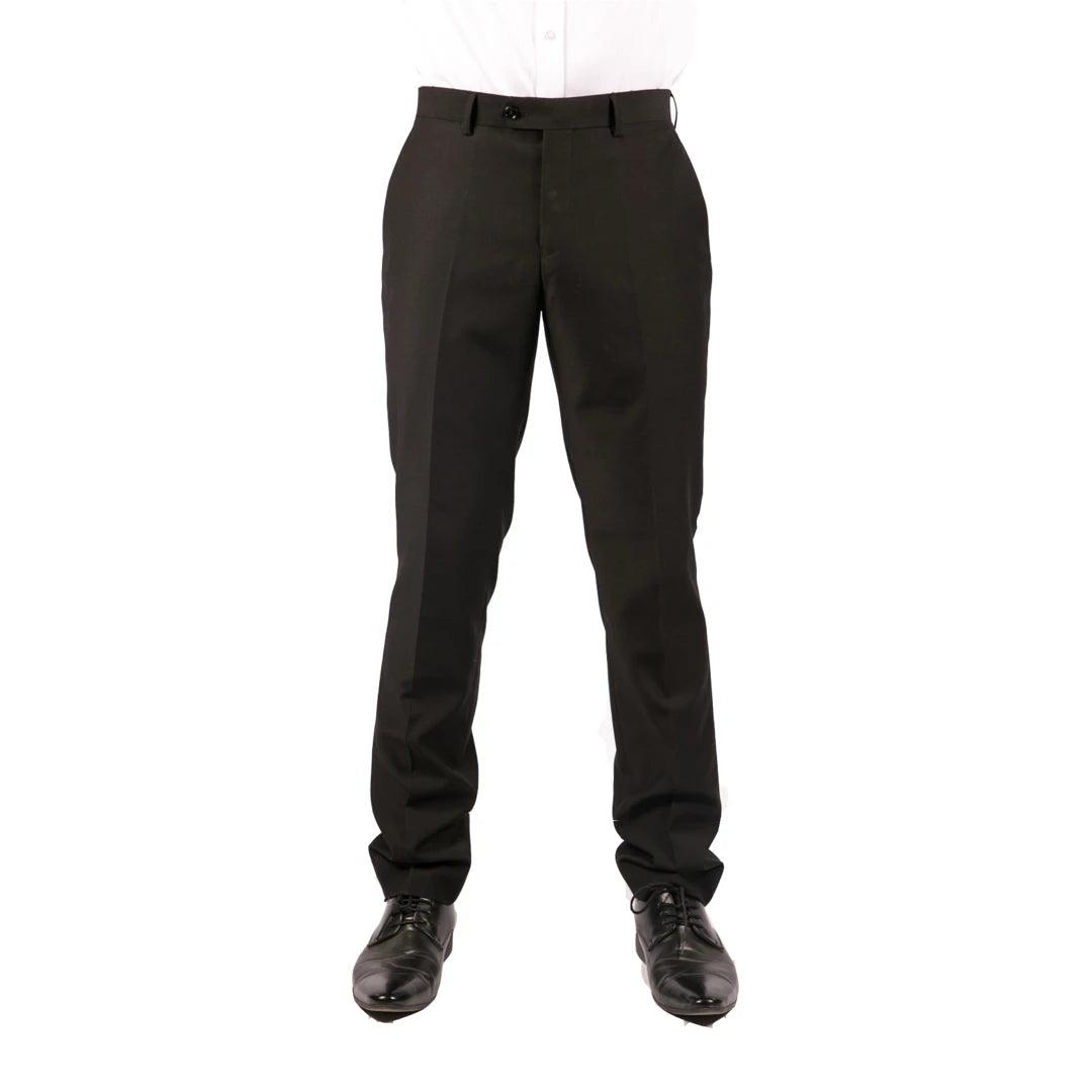 Mens Soft Cotton Feel Smart Formal Trousers Regular Length Tailored Smart