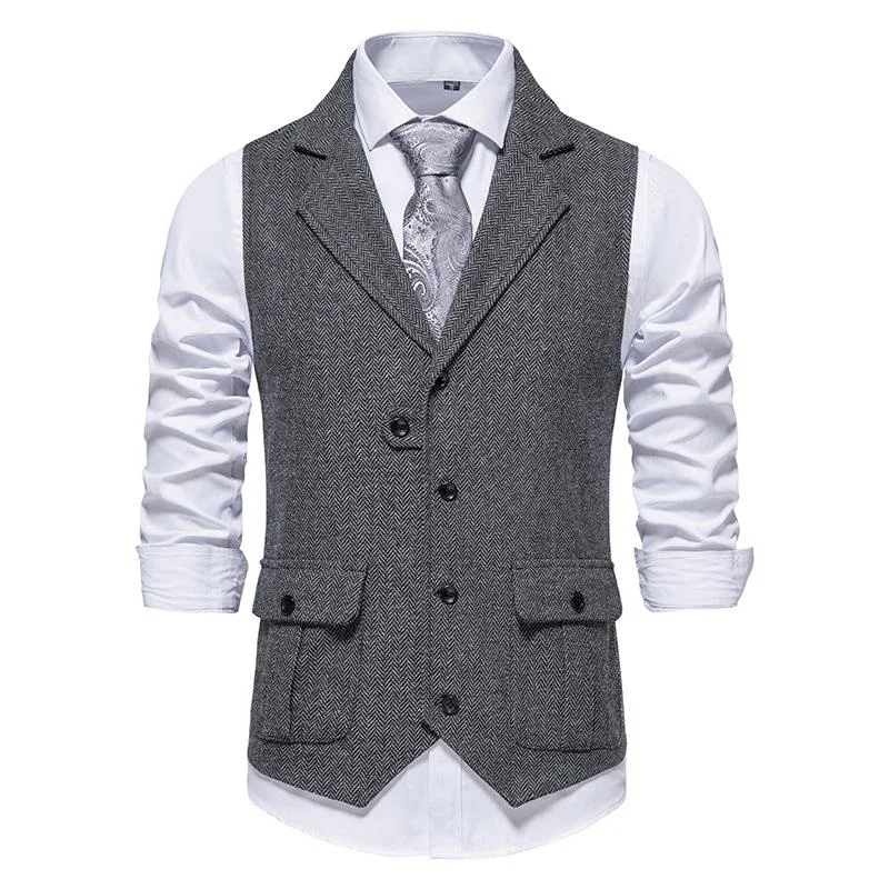 Men's Tweed Vintage Wedding Gray Vest