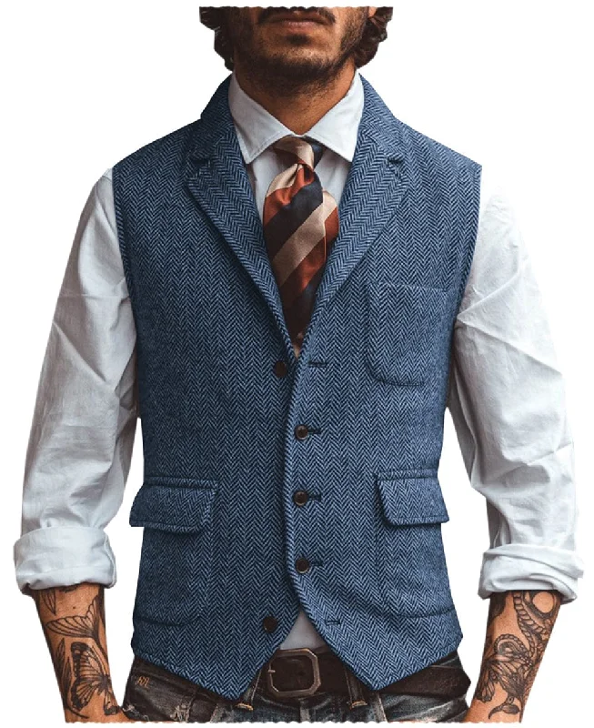 Men's Vest Notch Lapel Single Breasted Waistcoat