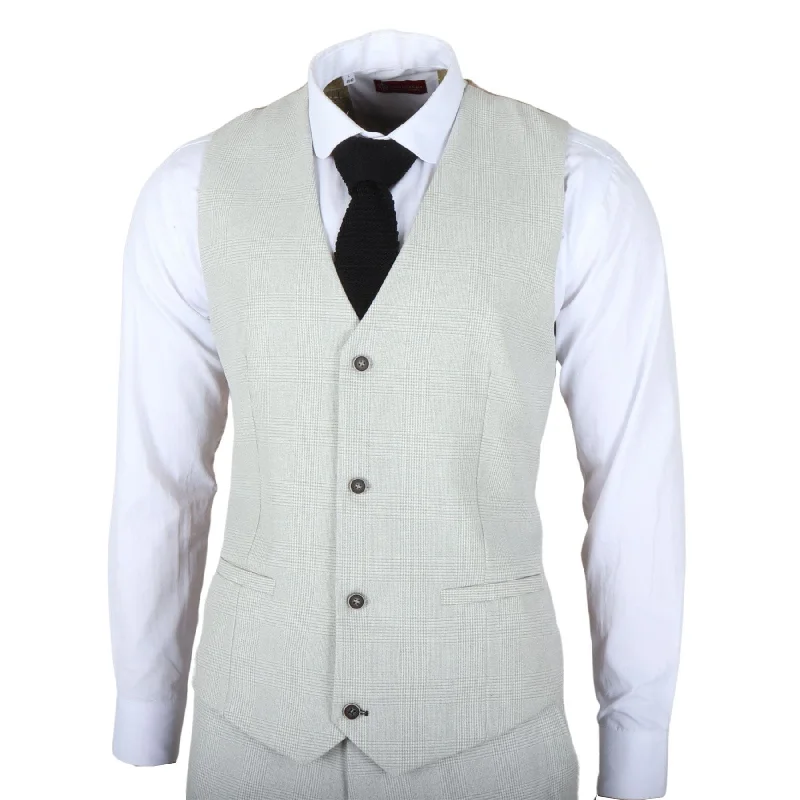 Men's Waistcoat Grey Checked Tailored Fit Vest