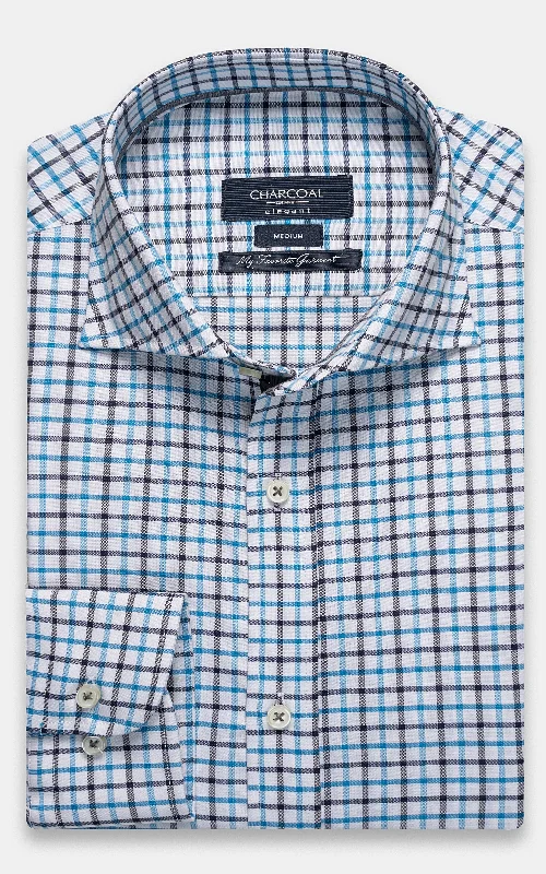 SEMI FORMAL SHIRT BLUE BLACK CHECK