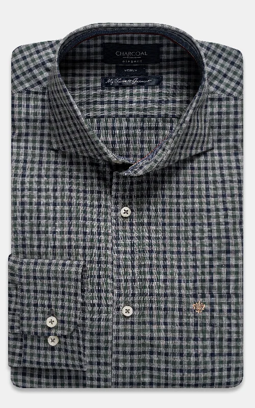 SEMI FORMAL SHIRT GREY NAVY CHECK