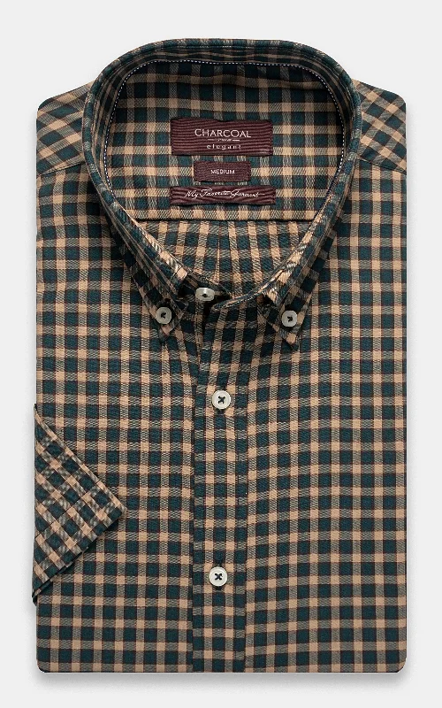 SEMI FORMAL SHIRT HALF SLEEVE GREEN CHECK