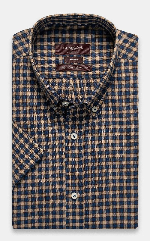 SEMI FORMAL SHIRT HALF SLEEVE NAVY CHECK