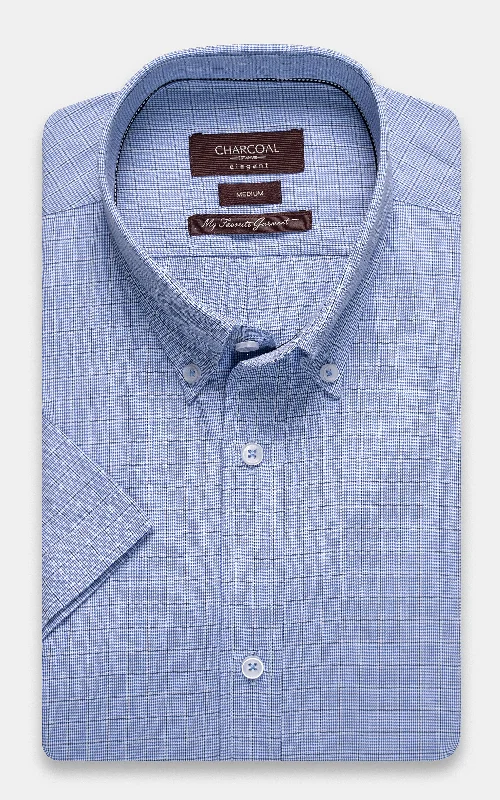 SEMI FORMAL SHIRT HALF SLEEVE SKY BLUE CHECK