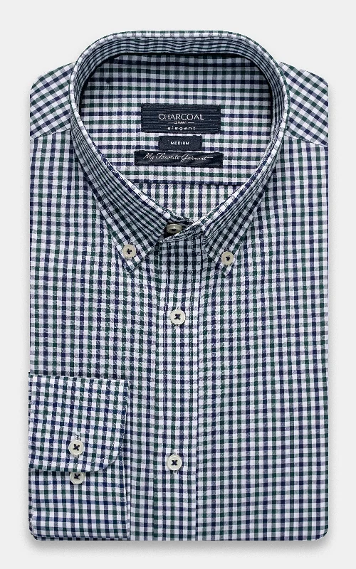 SEMI FORMAL SHIRT NAVY GREEN CHECK