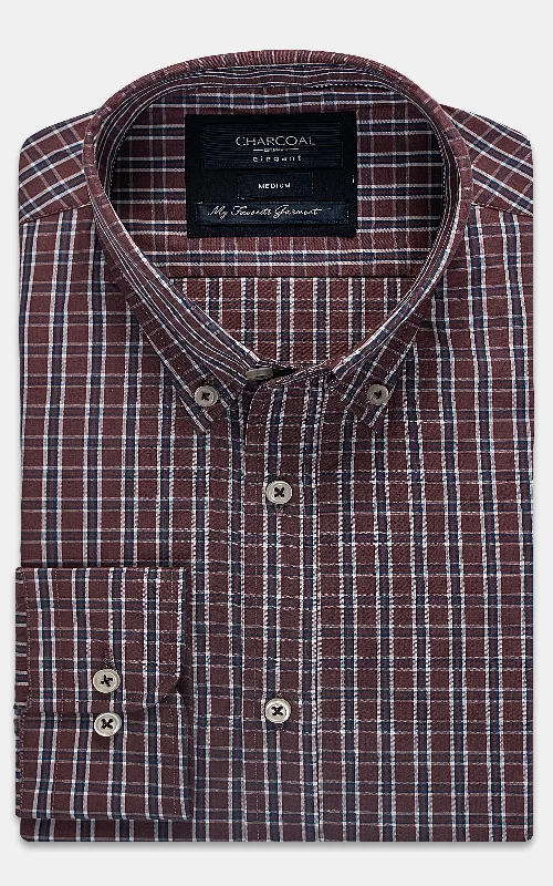 SEMI FORMAL SHIRT RUST NAVY