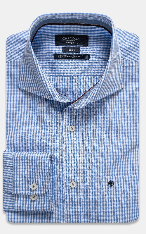 SEMI FORMAL SHIRT SKY WHITE CHECK