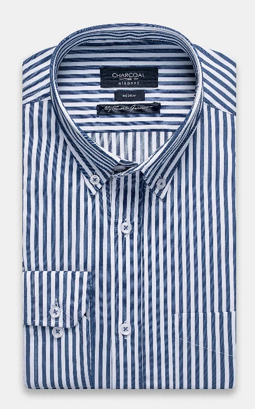 SEMI FORMAL SHIRT WHITE NAVY