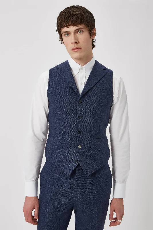 Uptown Slim Fit Navy Wool Waistcoat - ARCHIVE