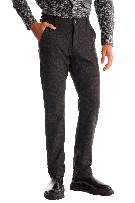 Soft Cloth Dress Pants in Glencheck Jersey - Grey