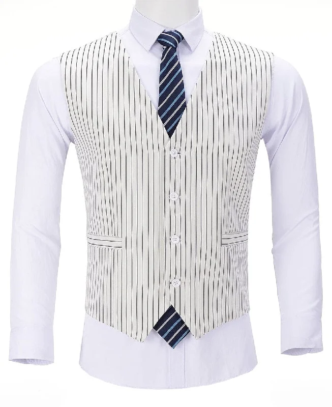 Striped V Neck Waistcoat Leisure Slim Fit Suit Vest