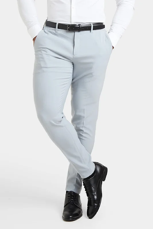 True Muscle Fit Tech Suit Trousers in Light Grey