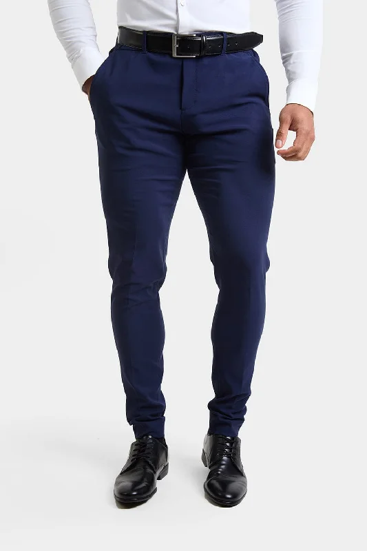 True Muscle Fit Tech Suit Trousers in Navy