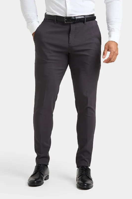 True Muscle Fit Tech Suit Trousers in Slate Grey