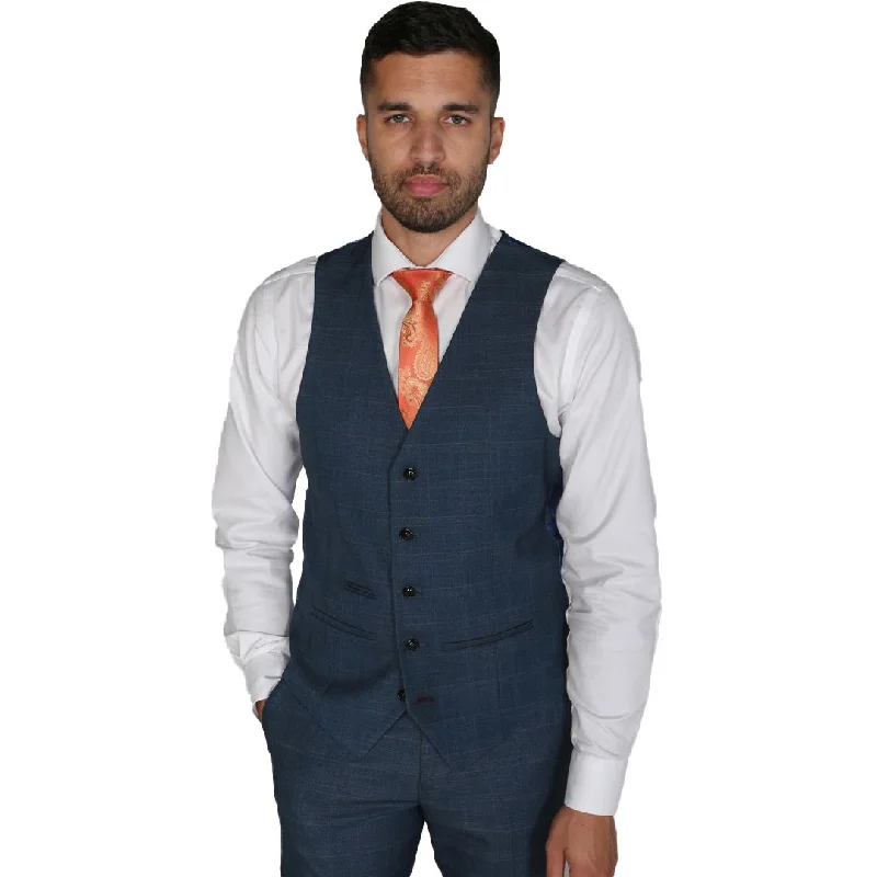 Viceroy - Men's Blue Check Waistcoat Classic Formal