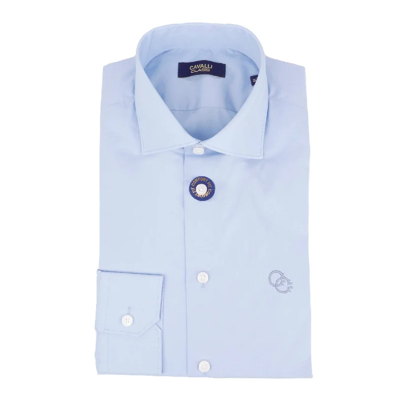 Cavalli Class Mens Light Blue Slim Fit Shirt